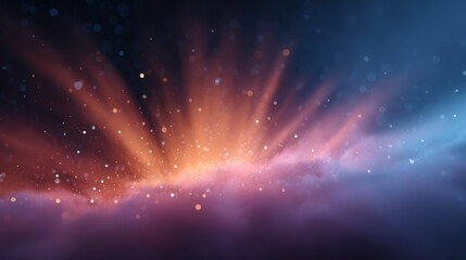 Poster - Abstract Cosmic Background with Light Rays and Sparkling Particles