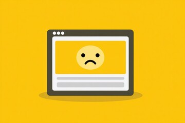 Aufkleber - Website Crash Screen Displaying a Frowning Emoji on a Bright Yellow Background Creating a Sense of Frustration and Inconvenience for Users