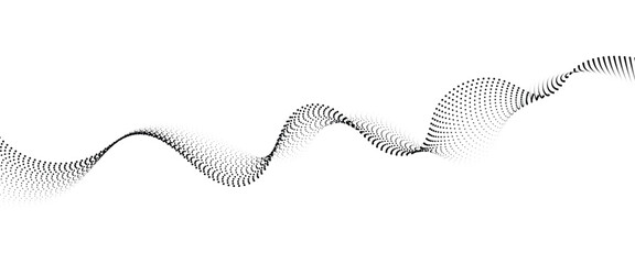Fototapete - Flowing Dot Wave halftone gradient pattern on transparent background	
