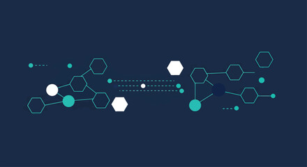 Poster - Abstract Network Connection Hexagon Structure and Data Flow Visualization