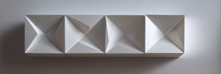 Poster - Tactile Paper Cut Style Bracket Showcasing Folded Paper Shadows With an Empty Top Zone for Creative Possibilities