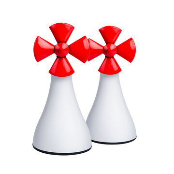 Two Red Topped White Cones Abstract Geometric Design in a Seamless Transparent Backdrop