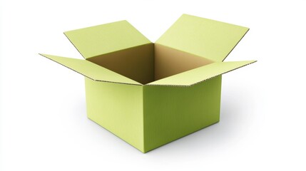 Poster - Open empty light green cardboard box isolated on white background.