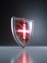 Poster - Antivirus Shield With a Pulsing Effect Deflecting a Phishing Bug in a Digital Security Representation