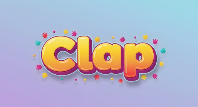 Vibrant 3D Cartoon 'Clap' Text Effect Colorful, Fun, and Playful Typography Design