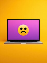 Aufkleber - Website Crash Screen Displayed on Laptop With a Frowning Emoji Against a Bright Background