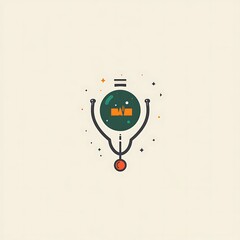 Poster - Abstract design with a stylized sphere, connected by lines, evoking a concept of innovation, knowledge, or futuristic technology
