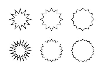 Poster - Sunburst outline icon set. Starburst, sun sign symbol