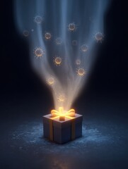 Aufkleber - Phishing Bait Revealed as Gift Box Opens, Releasing Virus Mist Into Dark Space