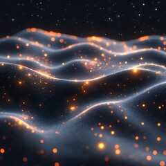 Poster - Abstract digital landscape of glowing particles