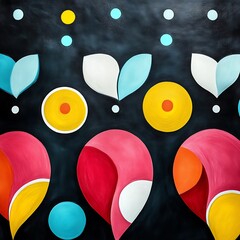 Poster - Abstract floral artwork with vibrant colors and organic shapes on a dark background