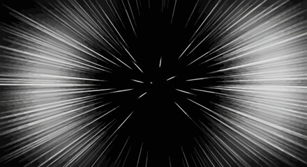 Poster - Monochrome hyper speed jump background with radial zoom blur effect vector