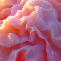 Poster - Abstract, flowing,  pink and peachy liquid texture.  Soft,  organic,  smooth surface.  Delicate, undulating forms