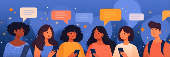 Aufkleber - Teen Group Chat Filled With Supportive Messages Providing Encouragement in a Vibrant Digital Environment