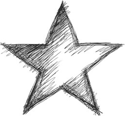 Wall Mural - black and white sketch of a five-pointed star with scribbled texture. vector illustration
