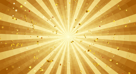 Poster - Golden burst with confetti, a celebratory and festive background illustration
