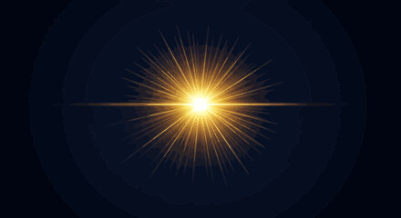 Poster - Dramatic golden burst of light with radiating streaks against a dark background