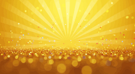 Poster - Golden celebration background with sunburst rays and bokeh lights creating festive atmosphere