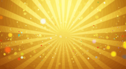 Poster - Golden radiant sunburst with floating particles for cheerful and vibrant design