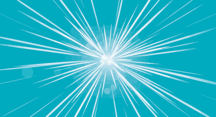 Poster - Abstract blue background with light rays radiating from a central point