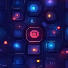 Poster - Abstract futuristic circuit board pattern with glowing components