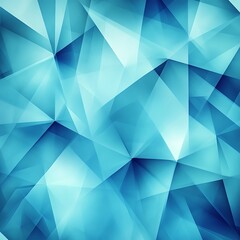 Poster - Abstract geometric pattern of translucent triangles.  A cool, light blue and dark blue design with a crystalline,faceted look.  A high-tech, futuristic visual
