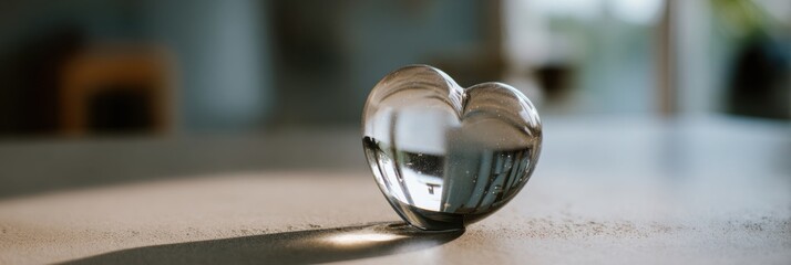 Poster - Transparent Heart Floating in Soft Space With a Glass Globe, Creating a Serene and Peaceful Atmosphere