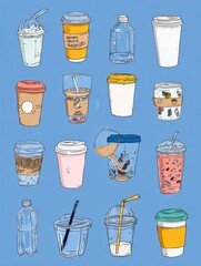 Aufkleber - Visual Guide to Rejecting Single-Use Plastics in Cafes With Practical Alternatives for a Sustainable Lifestyle