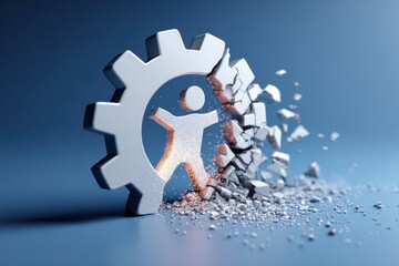 Aufkleber - User Icon Disintegrates Within Gear During System Crash Event Illustrating Technological Failure