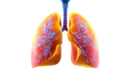 Poster - highly detailed 3d rendering of human lungs highlighting the bronchial tree with transparent backgro