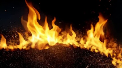 Poster - Energetic flames bursting across a dark background, creating a dynamic and intense visual effect with burning and fiery sparkles.