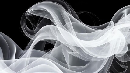 Poster - Abstract white smoke swirls and flows gently against a contrasting black background, creating a dynamic and ethereal composition for visual effects.