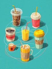 Aufkleber - Visual Guide to Rejecting Single-Use Plastics in Cafes for a Sustainable Future