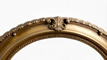 Poster - Detailed ornate golden frame with an oval opening and floral carvings against a plain white background, reflecting classical design aesthetics.