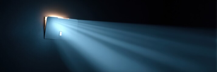 Poster - Locked Folder Illuminated by a Phishing Spotlight Beam Casting Shadows in a Dark Environment With a Blank Upper Margin