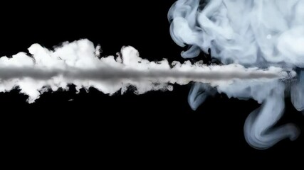 Poster - Abstract cloud of swirling white smoke against a black background, creating a dynamic and ethereal texture, perfect for special effects or backgrounds.