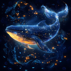 Wall Mural - Abstract starry space background with glowing galaxies and cosmic lights