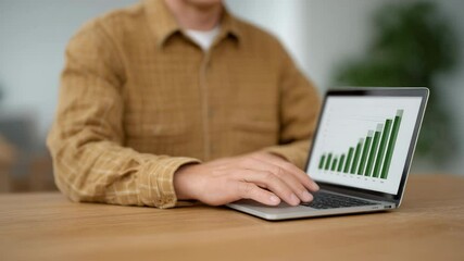 Poster - Professional Workspace Achieving Financial Growth and Success through Productivity with Laptop and Chart Insights