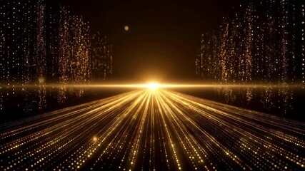 Poster - Abstract golden light streaks animation, glittering particle lines background for technology, ceremony, luxury, or celebration concepts