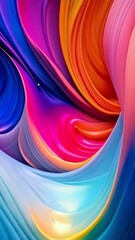 Poster - Swirling Colorful Abstract Fluid Design with Waves and Curves, Dreamlike and Modern Art Style