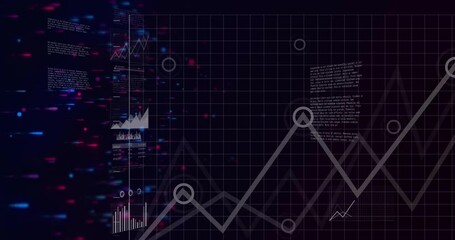 Aufkleber - when opening dark digital interface, data widgets expanding and drifting to visualize global trends
