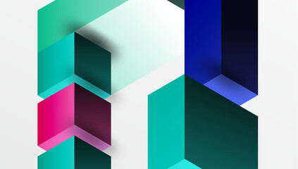 Aufkleber - Abstract geometric shapes overlap, creating dynamic visual effect. Teal, pink, navy hues dominate composition. Modern design.
