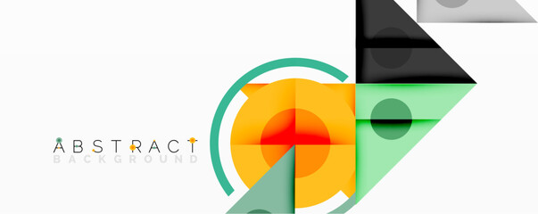 Poster - Modern abstract design features geometric shapes, vibrant colors, clean lines. Composition evokes dynamic visual experience.