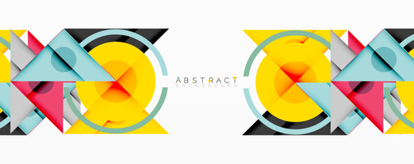 Poster - Modern geometric design. Bright colors, overlapping shapes create dynamic visual effect. Minimalist style, abstract background elements.