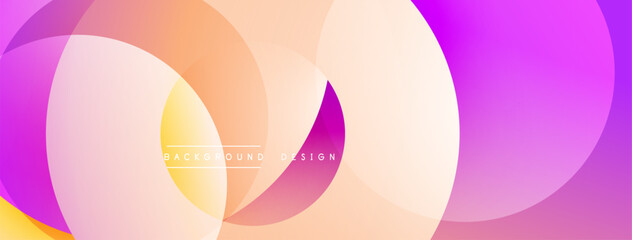 Aufkleber - Abstract colorful overlapping circles create dynamic background. Soft gradients blend orange, yellow, pink, purple hues. Modern design element.