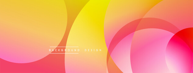 Aufkleber - Abstract vibrant background. Overlapping circles create warm color gradients, ranging from yellow to pink. Modern design element.