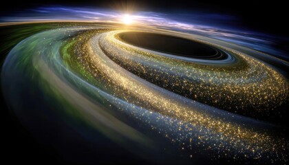 Wall Mural - Cosmic spiral galaxy swirls in a dark void