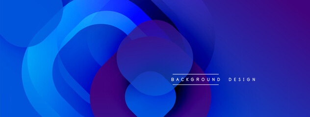 Aufkleber - Abstract fluid shapes, vibrant blues, purples create dynamic background. Modern design elements suggest technology, innovation.