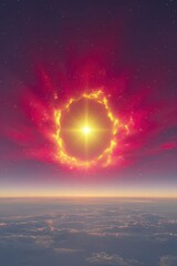 Wall Mural - Cosmic sunrise through swirling clouds
