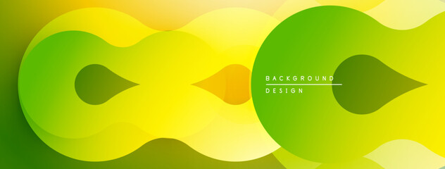Poster - Abstract gradient shapes overlap, creating dynamic visual flow. Yellows, greens dominate composition. Modern design element.